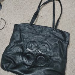 COACH JULIA Pebble Leather Black OP ART Perry Tote Bag Creed 14967