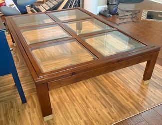 Large Wood and Glass Coffee Table