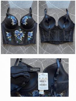 Passionata Black Floral Embroidered Push-Up Bra 34B NEW with Tags