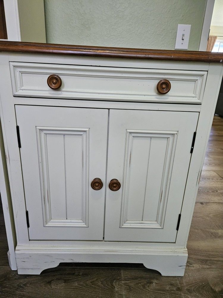 Solid Oak Printer Table And Matching Hutch