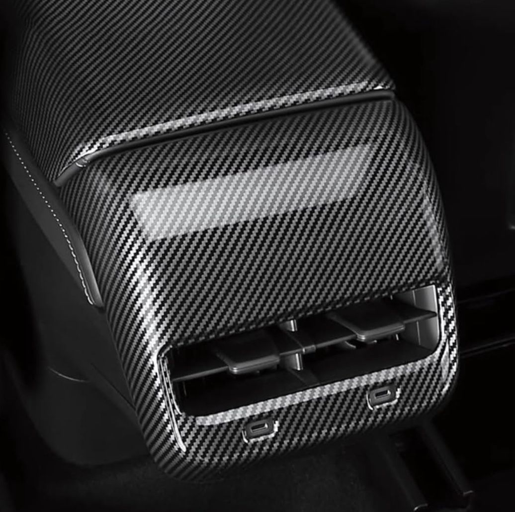 AC Vents Cover Compatible with Model Y 2020 2021 2022 2023 2024，Rear Center Console Air Vent Covers Carbon
