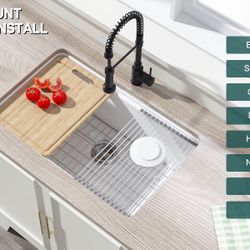 ✨ 🔥 LUXURY WHITE WORKSTATION KITCHEN SINK – FIRECLAY 30” x 19” x 10” 🔥  WHITE 