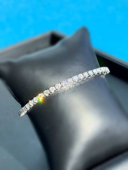 14K White Gold 5CTW Natural Diamond Tennis Bracelet 7” 3mm 15.4 grams