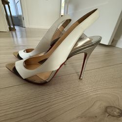 Christian Louboutin Air Chance Cutout Red-Sole Pump, White Size 38