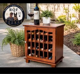 Wooden Wine Cabinet with Grid Storage