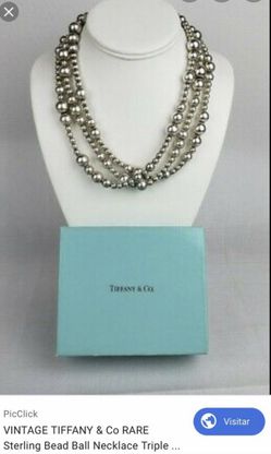 VINTAGE Tiffany & Co RARE STERLING BEAD BALL NECKLACE