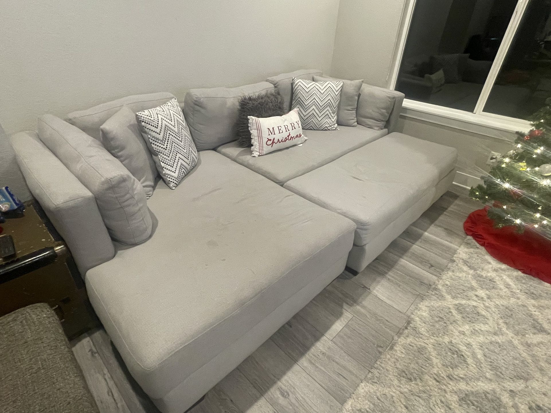 Couch With Left Sided Chaise and Full Length Ottoman