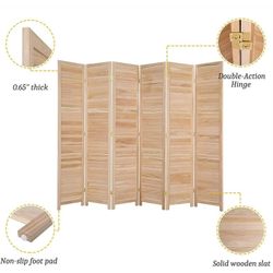 Bonnlo Wooden Privacy Screen, 5.9 Feet Tall Folding Room Divider, Freestanding Room Divider