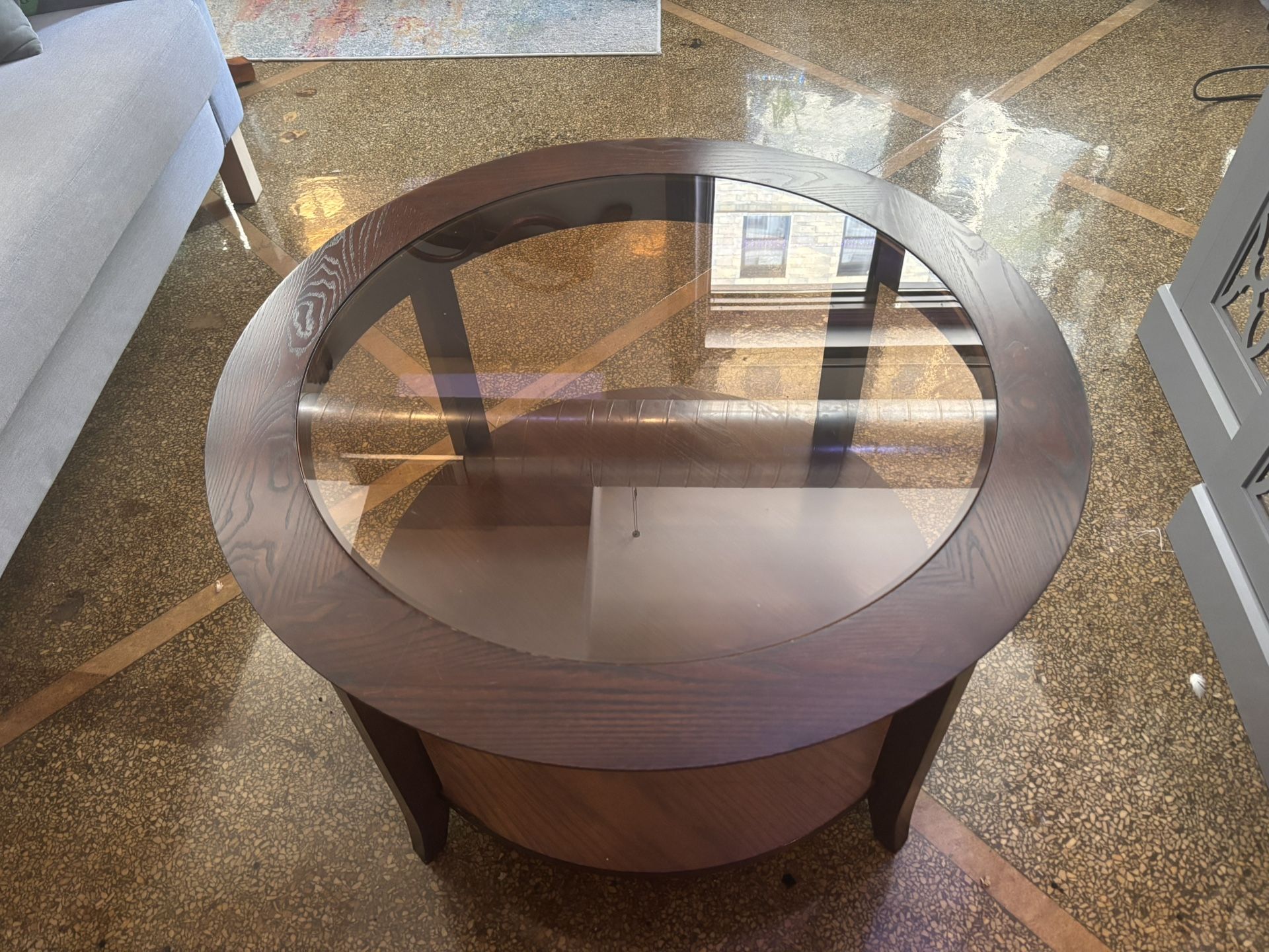 Espresso wood and glass 
