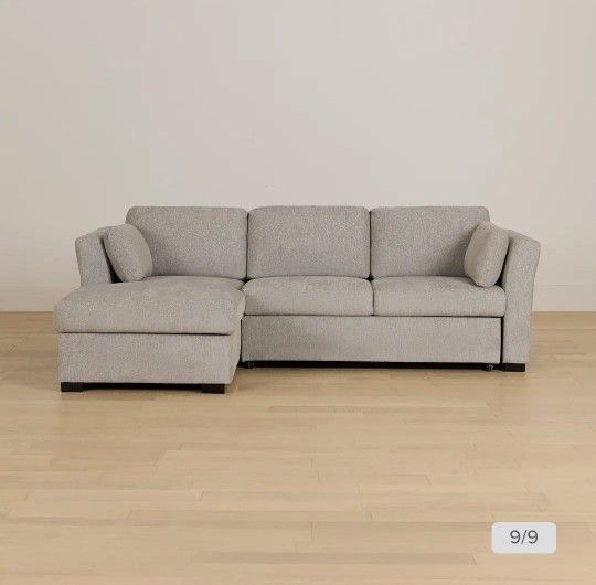 Gray Left Chaise Storage Sleeper Sectional