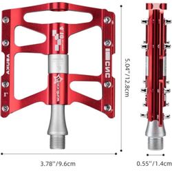 Aluminum Bike Pedals , Flat Pedals, Road Bike Pedals, Ultralight Bicycle Pedals, Mountain Road Bike CNC Bearings Anti-Slip Nails Pedal