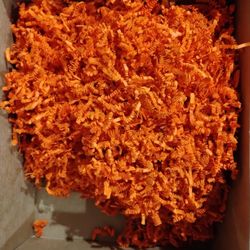 About 1/2 Cubic Foot Of Orange Crinkle Paper For Packaging Or Gift Baskets