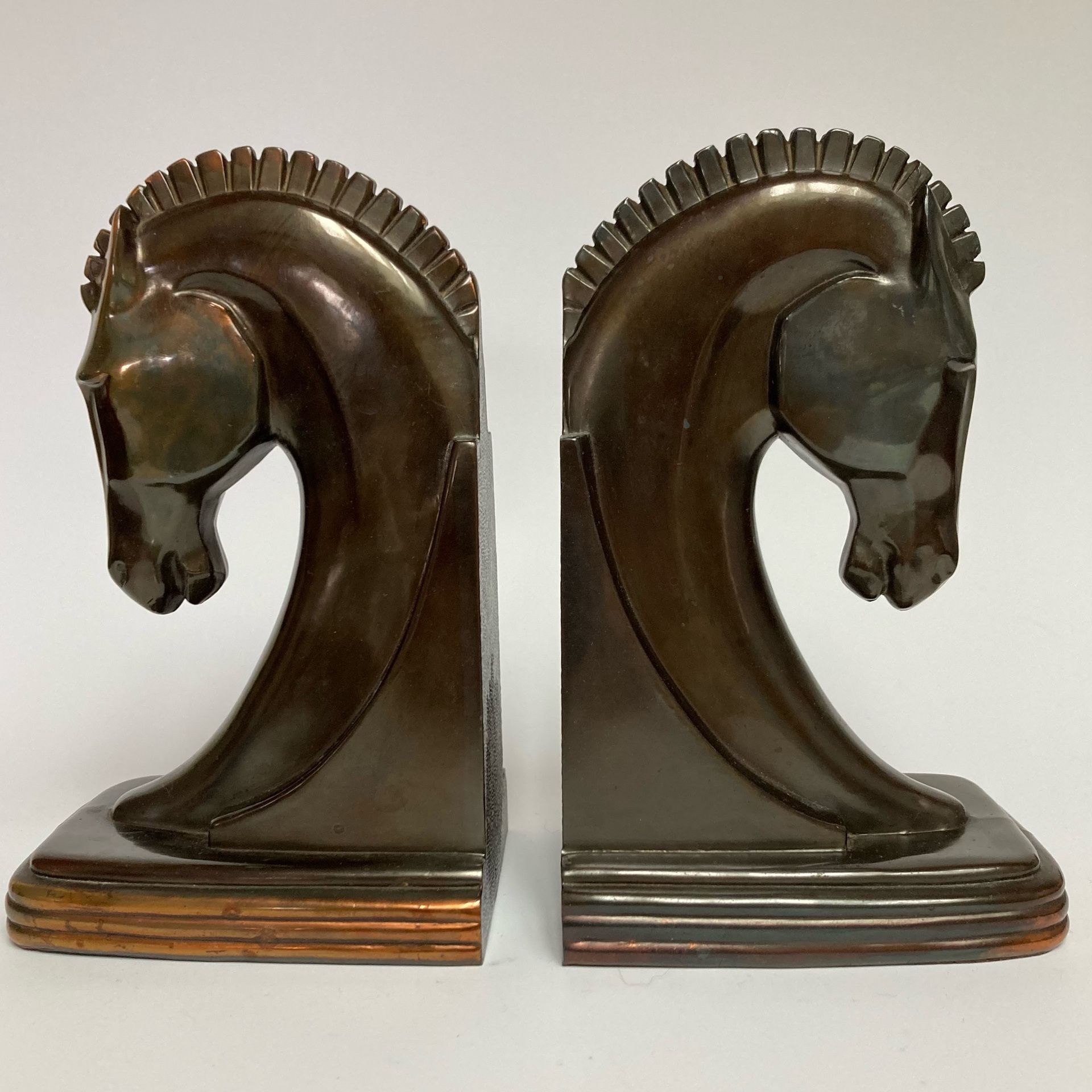 Dodge Inc. Art Deco Bronze Trojan Horse Bookends