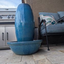 42" Glazed Ceramic Water Feature