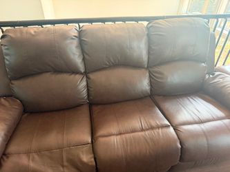 Brown Leather Reclining Sofa