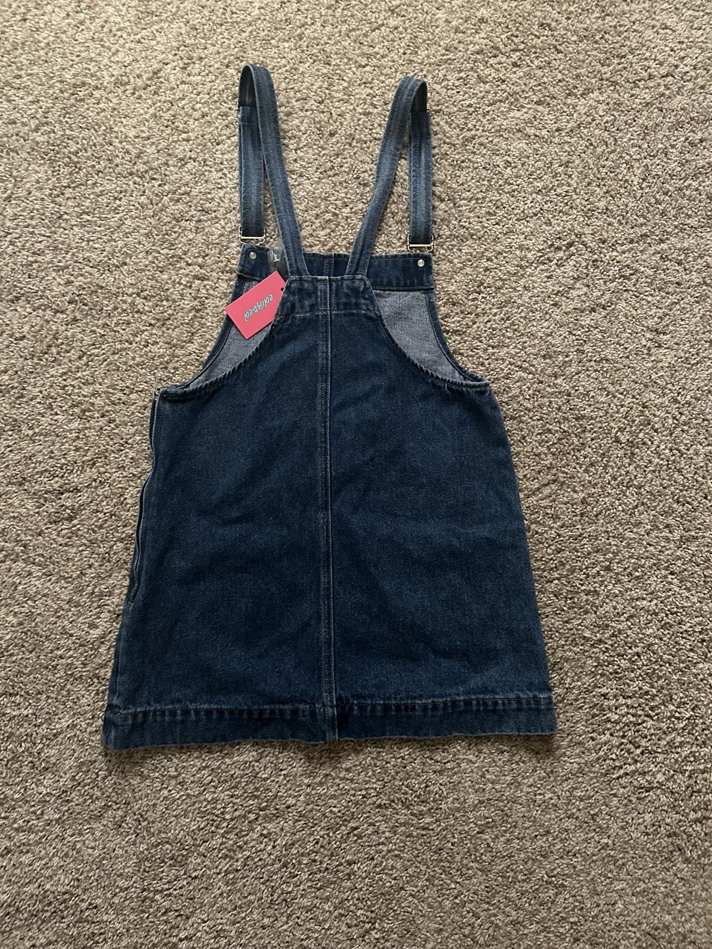 Ediked overall denim mini dress