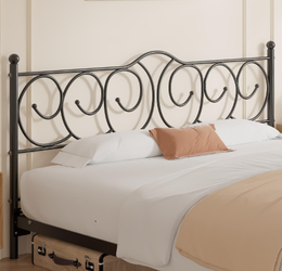 VECELO Metal King Headboard, Flower Pattern Design