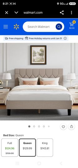 Queen Upholstered Bed Frame – New in Box