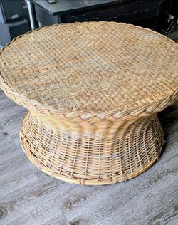 Vintage 1970s Genuine Rattan Bell-Shaped Coffee Table - $200 (Inglewood)