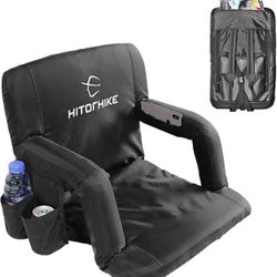 HITORHIKE Stadium Seat for Bleachers or Benches Portable Reclining Stadium Seat Chair with Padded Cushion Chair Back and Armrest Support