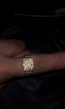 10k Diamond cut nugget ring