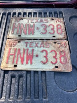 1974 Texas License Plate Pair HNW 338