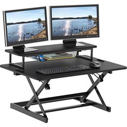 New 36” Height Adjustable Standing Desk Sit to Stand Riser & Converter Computer Laptop Dual Monitor Workstation