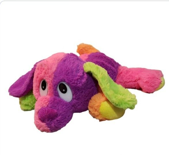 Rare vintage Six Flags over TX 12" rainbow dog plush
