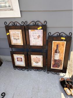 Set of 3 metal Pictures Featuring Wine