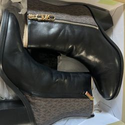 Michael Kors Mid Bootie Leather Boots, Size 10