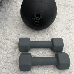 8 Ibs Dumbbell And 10 Pound Medicine Ball