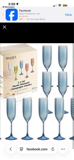 Blue plastic champagne glass set of 12
