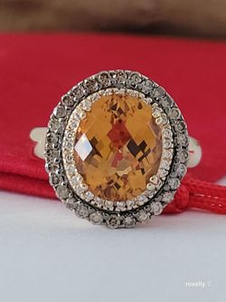💎 $5,000 14K Yellow Gold Citrine & Diamond Ring – 3.40ct – Size 5.75 – Genuine Le Vian Tags: Anillo de Oro con Citrino y Diamantes