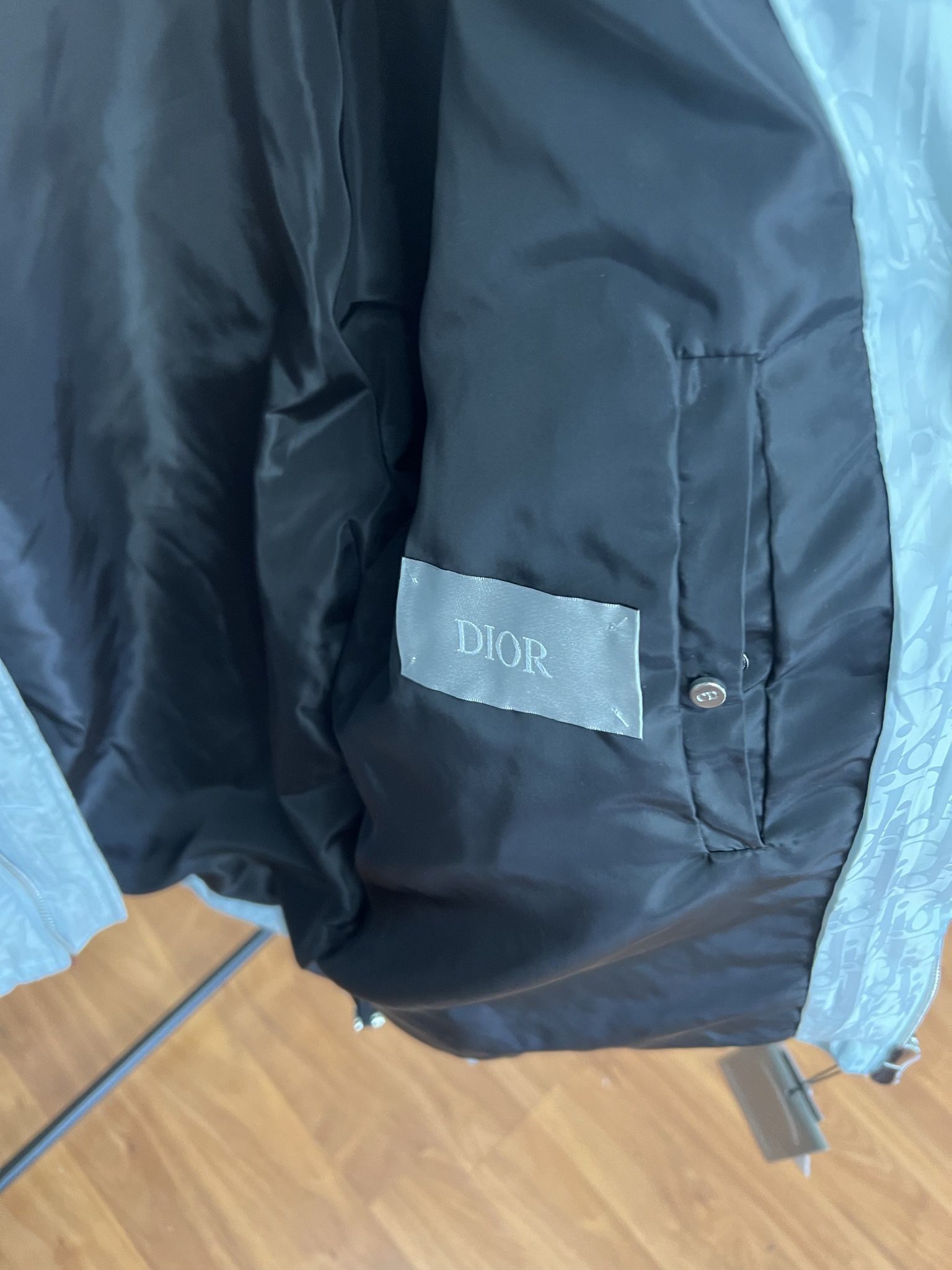 AUTH New DIOR Oblique Puffer Jacket Pearl 38/S/M Gray