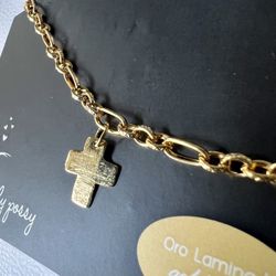 Gold filled Chain And Cross Bracelet 