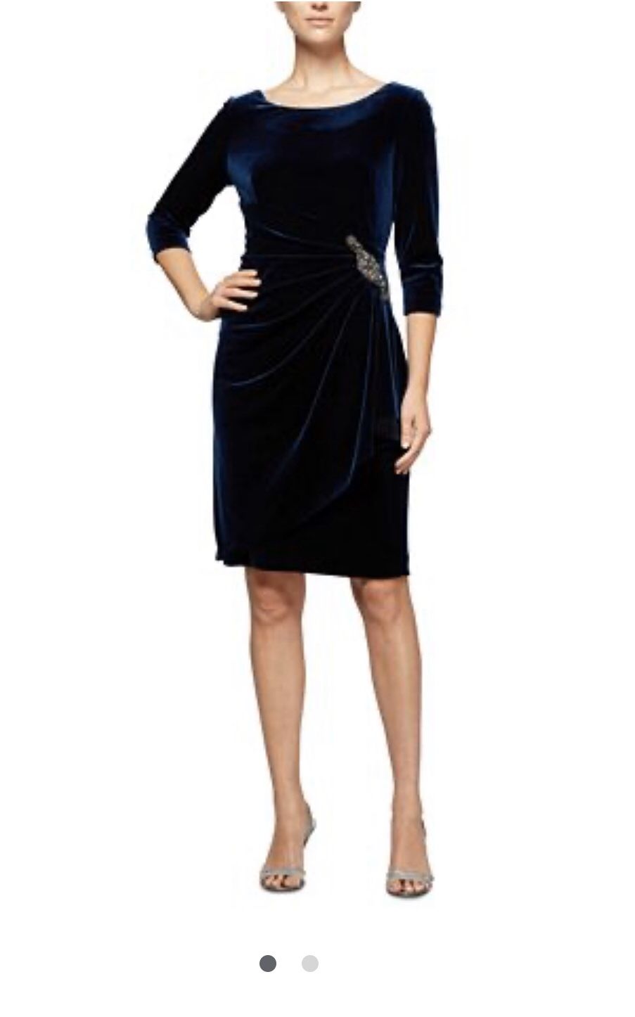 Side Ruched Velvet Cocktail Dress ALEX EVENINGS