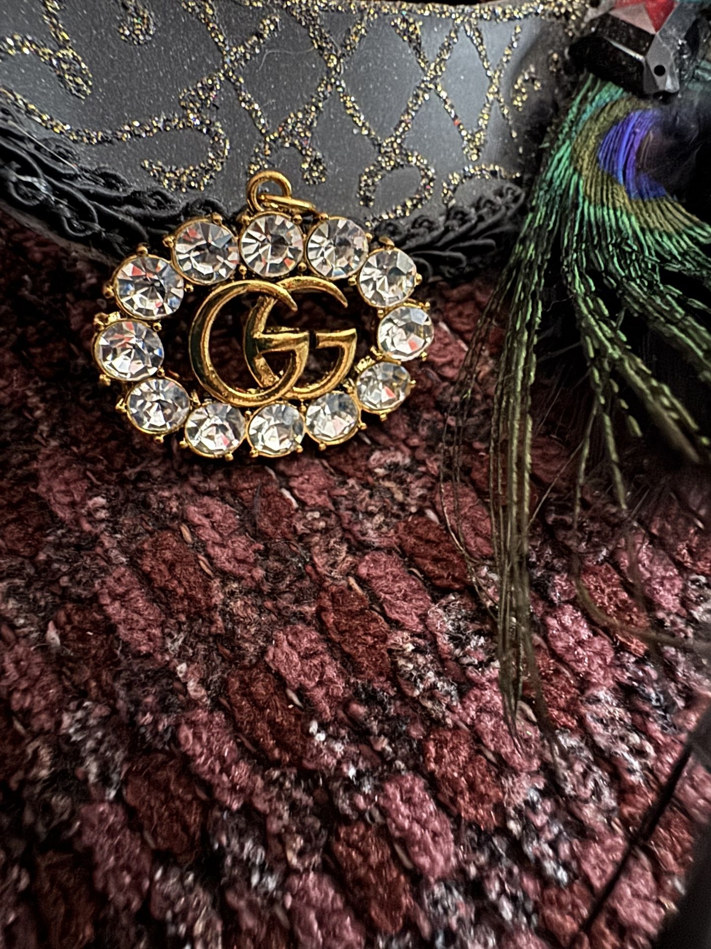 Vintage Rhinestone Large Gucci Zipper Pull Charm