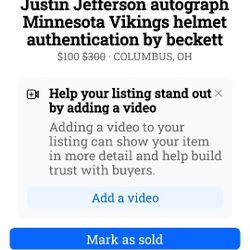 Justin Jefferson Autograph Minnesota Vikings Helmet Authentication By Beckett 