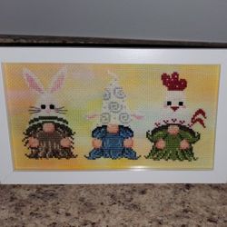 3 Easter Gnomes ( Bunny, Sheep & Rooster) Framed