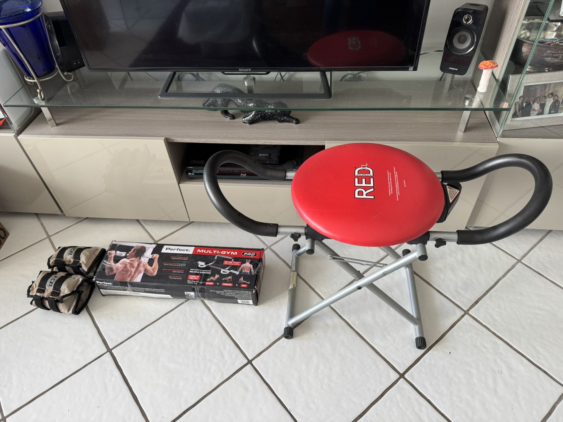 Home Gym Bundle – Ab Trainer, Multi-Gym Pro (NEW), Weights – Great Condition