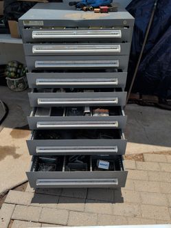 Tool storage cabinet some misc. Tools  several screws, bolts,nuts and washers and other miscellaneous stuff.