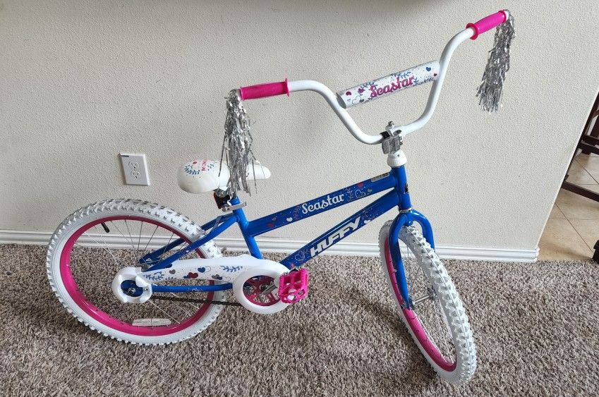 20in girl huffy sea star pink bike with helmet Magna Sweetheart 20 inch Children's Bike, Designed for growing skills Purple Huffy Girls Bike Huffy
