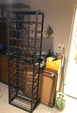 Pottery Barn Bartoli wrought iron wine rack 6 feet tall holds 60 bottles