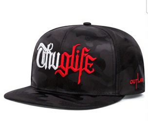 Thug Life Outlaw Black / Red Flat Brim Snapback Hat 