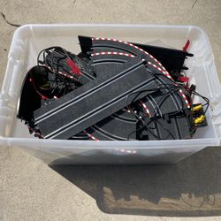 SCX slot cars, tracks, controllers, power supply