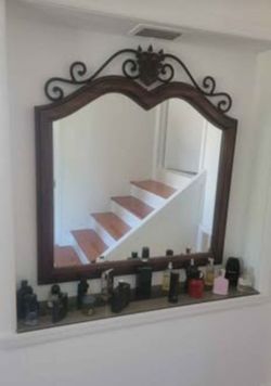 Beautiful Drexel Wood And Rod Iron  mirror 39X42