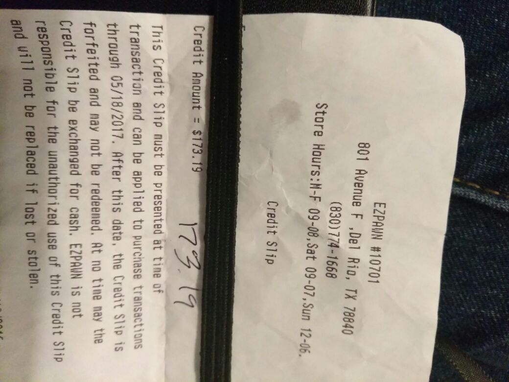 Ezpawn ticket in store credit