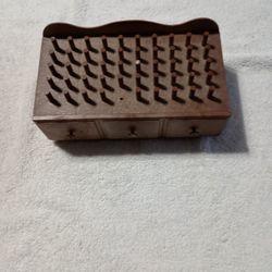 Vintage 1970s Marbled Plastic Small Thread Spool Holder/Drawer Sewing Box 