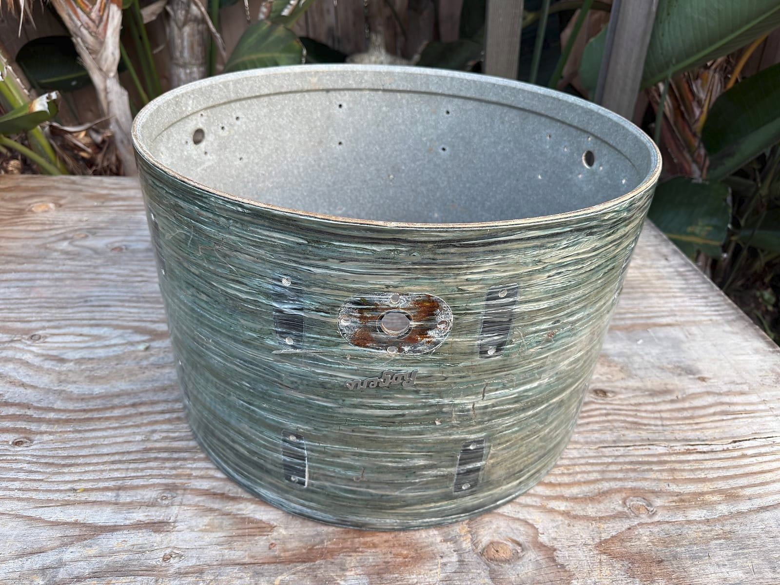 Vintage Rogers 22x14 Blue Strata Power Tone Bass Drum Shell - Aged Wrap 