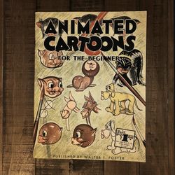 Vintage Antique Animated Cartoons for the beginner large lithograph art book ... good condition 